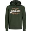 JACK & JONES JACK&JONES PLUS JJELOGO Felpa con Cappuccio 2 col 24/25 Noos Pls, Verde Combo, XXXXXXL
