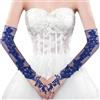 Theaque Guanti senza dita in pizzo lunghi 50 cm da donna guanti in pizzo senza dita da sposa festa di nozze accessori per costumi guanti, a-blu, Taglia unica