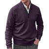 Generic Maglione classico da uomo con scollo a V maglione autunnale colletto alla coreana manica lunga slim fit pullover lavorato a maglia casual da lavoro maglione leggero con cerniera pullover maglione