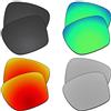 EZReplace Lenti di ricambio per occhiali Oakley Sylas OO9448 (lenti polarizzate) - Adatto per montatura Oakley Sylas (nero carbonio+verde primavera+rosso fuoco+metallo argento), Carbon Black + Spring