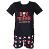 CRAZY FARM Pigiama Donna Estivo Corto t Shirt Mezza Manica Collo Serafino Pantalone con Elastico in Vita Cotone Articolo 15691, BOYB Boy Friend Blu, S