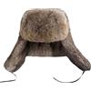 YJSM Cappello Aviatore da Uomo in Vera 100% Pelliccia di Coniglio, Antivento, Ushanka Russo, Cappello da Trapper (3XL, Marrone)
