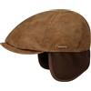 Stetson Coppola con Paraorecchie Pigskin Uomo - Berretto in Pelle Cappello Piatto Fodera, Visiera Inverno Autunno/Inverno - M (56-57 cm) Cognac