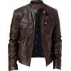 sutelang lurryly giacca da uomo in pelle - Giacca in pelle a collo alto da uomo autunno e inverno giacca in ecopelle con cerniera giganti cappuccio da uomo, marrone, XL