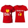 t-shirteria Coppia Magliette di San Valentino Innamorati Manica Corta Uomo, Donna, Maglietta Rossa in Cotone, Cibo Simpatica Idea Regalo Ironia Divertente Partner (Mela e Pera)