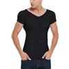 XUANFXPJ T-Shirt Modellante da Uomo con Finti Muscoli sul Petto, Canottiera Intima Traspirante con Imbottitura sulle Spalle e Compressione Invisibile for Feste(Black,L)