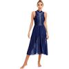 inhzoy Donne Lirico Vestito da Ballo Lirico Moderno Contemporaneo Senza Maniche Vestito da Danza Classica Moderna Costume da Danza Tango Standard Dancewear Perofrmance Blu Scuro M