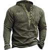 Chahuer Giacca in Peluche Moda Uomo Autunno/Inverno Bandiera Americana Felpa Sportiva Tattica Colletto Henley Felpa in Pile Soffice Verde Militare M