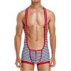 AIEOE Uomo Wrestling Singlet Jockstrap Leotard Jock RingerJersey Body Unico Senza Maniche Tuta Sport Jumpsuit Athletic Supporters, E02# a righe giallo, XL