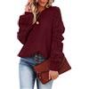 ORANDESIGNE Maglione Donna Maglia Elegante Maglioni Lavorato a Maglie Autunno Inverno Sweatshirt Oversize Pullover Manica Lunga con Spalle Scoperte Knitted Bluse Maglieria A Vino Rosso L