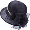 NociHah Cappello da donna per festa del tè, cappello da cerimonia funebre per chiesa, cocktail, Pasqua, matrimonio britannico, in organza, nero, M