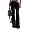YOUCAI Donna Jeans A Zampa Pantaloni A Vita Media Elasticizzati Slim Pantaloni Flare Stretto Lungo Pantaloni Bootcut Strappati Buco Denim Pantaloni Casuale,Nero,S
