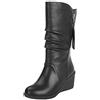 Generic Stivaletti da donna piatti con cerniera laterale, stivaletti bassi con zeppa bassa con doppia cerniera, ampia vestibilità, stivaletti da cowboy, da donna, comode calzature da donna, Nero , 41 EU