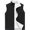 IQYU Gilet in pile da uomo, senza maniche, gilet da escursionismo e attività all'aperto, gilet classico in pile, nero, taglie forti, gilet da lavoro, caldo cardigan invernale, gilet softshell, gilet