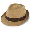 fiebig Jackson Trilby Cappello di carta con nastro in grosgrain colorato, cappello da sole in 100% carta, cappello estivo naturale, disponibile in diverse misure e colori, marrone chiaro, 59