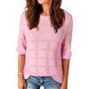 Cnlinkco Top da donna con maniche a 3/4, maglione leggero all'uncinetto, vestibilità ampia, elegante, casual, a tunica, Rosa, M