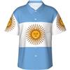 YKJJFVZ Camicia hawaiana con stampa bandiera argentina da uomo, essenziale per vacanze al mare tropicale, perfetta per l'estate e le crociere, nero, M