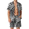 GZYWLKJ Stripes Zebras - Set da uomo hawaiano abbinato, 2 pezzi, camicie con bottoni e pantaloncini, per vacanze al mare, Stile:, M