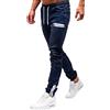 Generic Jeans da uomo, alla moda, casual, corti, colore puro, con tasca con cerniera, pantaloni Jean alla moda, solidi jeans da uomo stretch, Blu scuro, XXXL