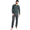 Nottingham Pigiama Uomo Invernale Felpato Jacquard, Maglia Henley con Bottoni, Art. 41346 (IT, Testo, S, Regular, Regular, Verde)