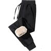 HEYDHSDC Pantaloni da uomo in cashmere invernali caldi in lana di agnello per pantaloni foderati in pile, colore nero 4XL