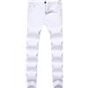 Beokeuioe Pantaloni da mendicella lavati, slim fit, jeans con gamba dritta, jeans skinny, jeans da uomo, classici bootcut, per il tempo libero, eleganti jeans da lavoro, bianco, S