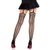 Leg Avenue Calze a Rete con Cucitura Posteriore e Reggicalze, Taglia Unica - Nero