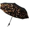 GISPOG Ombrello pieghevole automatico, con stelle luminose glitterate, impermeabili, compatti per sole e pioggia, Colore unico, Taglia unica
