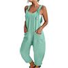 Fulidngzg Tuta Intera Donna Elegante, Comode Gamba Larga Tutina Casual Morbida Curvy Jumpsuit con Tasche Senza Maniche Salopette Monospalla Taglie Forti Tuta Inter Sportiva Lunga