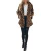 Yancremio Cappotto di Peluche con Stampa Leopardata da Donna Moda retrò Risvolto Accogliente Caldo Cardigan di Peluche Sciolto Casual Oversize Cappotto Invernale Spesso (Stampa Leopardata,M)