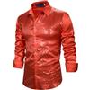 Generico Camicia Uomo Elegante con Paillettes in Seta Camicia Anni 70 con Maniche Lunghe Collo Botton-Down Camicie Hippie Eleganti Vintage Magliette da Danza per Feste,Carnevale e Capodanno,Nero,XL