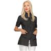 Isacco - Camicia Mezza Manica Florida Donna per Infermiere, Dentista, Fisioterapista, Medico, Dottore, Estetista, Laboratorio, in Poliestere, Chiusura Zip, Collo alla Coreana (Bianco-Verde M)
