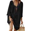 L-Peach Donna Cotone Pizzo Parei Copricostumi Bikini Cover Up Lunga Camicia Tunica Abito da Spiaggia Mini Abito Vestito Beachwear