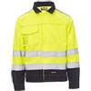 Payper SAFE HI-VI Giubbino Giacca multistagione uomo donna da lavoro misto cotone poliestere chiusura con bottoni tasca porta smartphone badge Giallo Fluo/Blu Navy (S)