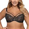 Ava 1396 Elegante Reggiseno Morbido in Delicato Pizzo Floreale, Nero,7E