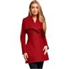 Alvivi Cappotto Donna Lungo Elegante in Tweed con Revers Trench a Manica Lunga Giacca Invernale Casual Coat Slim Fit Doppiopetto per Ufficio Shopping Rosso L