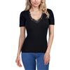 EGI ® T-shirt da donna a maniche corte in lana merino (XS - XXL) con orgoglio Made in Italy., Nero/Macramé, XX-Large