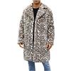 Generisch Cappotto di pelliccia lungo da uomo giacca di pelliccia invernale a blocchi di colore leopardato, spesso soffice, a maniche lunghe, in pelliccia sintetica cappotto caldo capispalla lungo