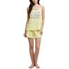 POMPEA Pigiama Donna Beth in Jersey di Cotone, Pigiama Corto Canotta con Stampa e Pantaloncino con Orlo Punto Bambola (Tg. L - Giallo)