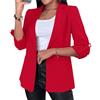 Sawmew Blazer casual da donna a maniche lunghe, tinta unita, primaverile, con revers, estivo, da ufficio, con tasche(Red,XX-Large)