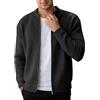 Zanisouta Cardigan invernale da uomo, a maniche lunghe, con chiusura lampo, colletto alto, maglia grossa, per le mezze stagioni, casual, vestibilità regolare, O nero., XXXXL