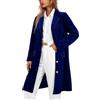 Modeewel Cappotto Donna Elegante Cappotto Di Velluto Lungo Trench Outwear Manica Lunga Tinta Unita Calda Cappotto di Lana Giacca Aperta Con Collo A Risvolto E Tasche Blazer Di Vell, Blu, XL