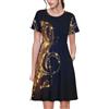 cchgnm Abito da spiaggia da donna con stampa a stella lucida dorata con stampa a forma di nota musicale, da viaggio, vacanza, spiaggia, Nero , XL