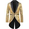 PHJTOMK Uomini Slim Fit Paillettes Tailcoat Giacca Tuta Blazer Da Sposa per Cena Paillettes Uomini Cappotti Sportivi, oro, XL