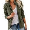 Generic Giacca militare da donna multi tasche, con cerniera, a maniche lunghe, leggera, con tasche, Verde militare, L