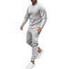 Generisch Tuta da jogging grigia da uomo, 2 pezzi, casual, girocollo, maglione a maniche lunghe, vestibilità classica, pantaloni da jogging, tuta da ballo, grigio., L