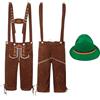 Generic Travestimento Oktoberfest Uomo Set di Costume Bavaresi Oktoberfest da Uomo Completo Tradizionale Maschile Tuta con Bavaglino Pantaloni Bretelle Cappello Due Pezzi Festa della Birra (A02-Green, L)