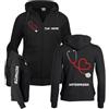 PELUSCIAMO Felpa Infermiera Dottoressa Stetoscopio Cuore | Felpa da Donna con Cappuccio e Zip Lunga | Personalizzabile con Il Tuo Nome La Tua Qualifica e Il Tuo reparto PS 02203-001
