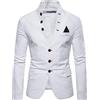 Gefomuofe Sakko - Giacca sportiva da uomo, in lino, vestibilità normale, casual, slim fit, in lino, leggera, con 2 bottoni, per lavoro, matrimonio, tempo libero, 03 bianco., XXL