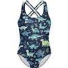 HELLHERO Costume intero per bambine 5-14 con spalline incrociate sulla schiena, Dinosauro, 13-14 Anni